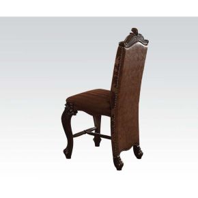 ACME 61157 Versailles - Counter Height Chair (Set of 2) - 2-Tone Light Brown PU/Fabric & Cherry Oak