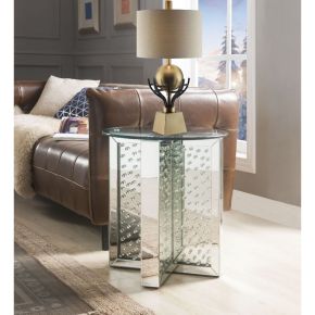 ACME 80217 Nysa - End Table - Mirrored & Faux Crystals - 23"
