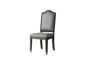 ACME 68812 House - Beatrice Side Chair (Set of 2) - Two Tone Gray Fabric & Charcoal Finish