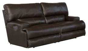 Catnapper 64581-1283/09-3083/09 Wembley - Italian Leather Match Power Lay Flat Reclining Sofa With Power Adjustable Headrest - Chocolate