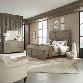 Liberty Furniture 906-BR-KPBDM Skyview Lodge - King Panel Bed, Dresser & Mirror - Cobblestone
