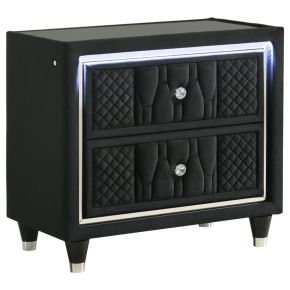 Coaster Fine Furniture 223162 Lorient - 2-Drawer LED Nightstand With USB - Black