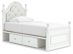 Signature Design by Ashley® PCB1819B9 Kozlani - Twin Upholstered Panel Storage Bed - White