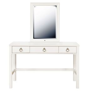 Samuel Lawrence Furniture S458-414 Bella White - Kids 3-Drawer Vanity Desk And Upholstered Stool Set - White