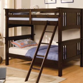 Furniture of America CM-BK602T-EXP-BED Spring Creek - Twin Over Twin Bunk Bed - Dark Walnut