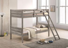 Coaster Fine Furniture 400818-SM Ryder - Wood Twin Over Twin Bunk Bed With Mattress - Weathered Taupe