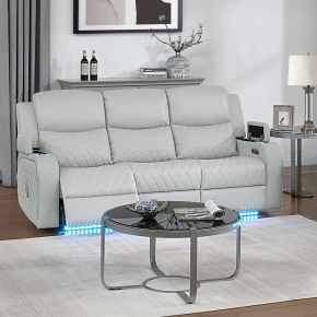 ACME LV05900 Elonzo - Power Motion Sofa With LED, Power Headrest & Speaker - Light Gray