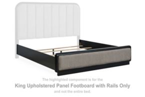Signature Design by Ashley® B821-56 Rowanbeck - King Upholstered Panel Footboard with Rails - Gray / Black