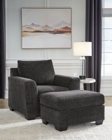 Benchcraft® 63101/20/14 Loreo - 2 Pc. - Chair, Ottoman - Ebony