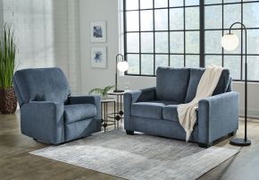Signature Design by Ashley® 53604/37/25 Rannis - Navy - 2 Pc. - Twin Sofa Sleeper, Rocker Recliner