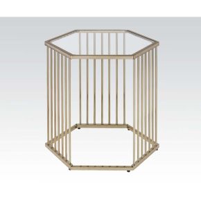 ACME 81242 Oaklie - End Table - Champagne & Clear Glass