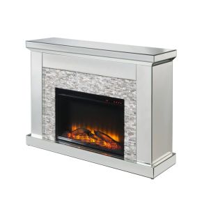 ACME 90522 Laksha - Fireplace - Mirrored & Stone