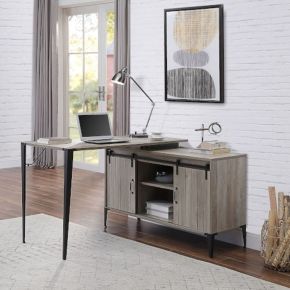 ACME OF00011 Zakwani - Writing Desk With USB - Gray Oak & Black