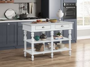ACME AC00186 Rorratt - Kitchen Island - Marble Top & White