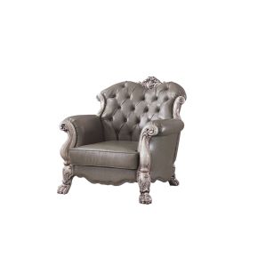 ACME 58177 Dresden - Synthetic Leather Chair With Pillow - Vintage Bone White
