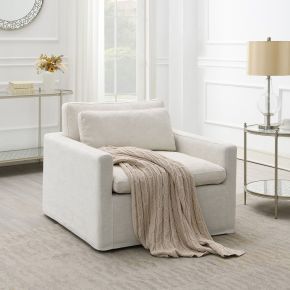 ACME AC03142 Frederick - Swivel Chair With Pillow - Ivory