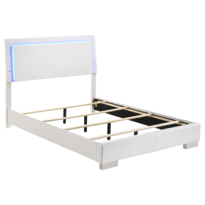 CoasterEssence 203500F Felicity - Wood Full LED Panel Bed - White High Gloss