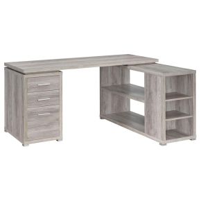 CoasterEveryday 801516 Yvette - 3-Drawer L-Shape Computer Desk - Gray Driftwood
