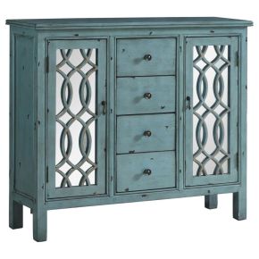CoasterEveryday 950736 Rue - 4-Drawer Wood Trellis Accent Storage Cabinet - Blue