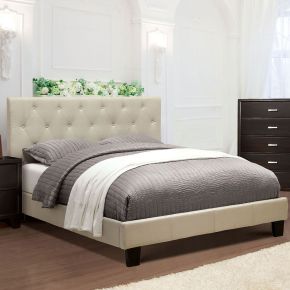 Furniture of America CM7200IV-EK-BED-VN Leeroy - Eastern King Bed - Ivory