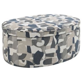Coaster Fine Furniture 509674 Tomkins - Oval Upholstered Storage Ottoman - Indigo Blue