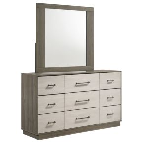 Coaster Fine Furniture 224983M Fenwick - 9-Drawer Dresser With Mirror - Gray Oak