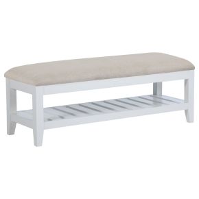 Coaster Fine Furniture 223476 Bexhill - Upholstered Rectangular Bench With Shelf - White