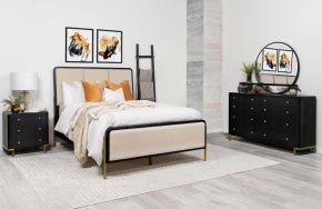 Coaster Fine Furniture 224331KECRM-S4 Arini - 4 Piece Eastern King Bedroom Set - Cream And Black