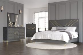 New Classic 00-B1826-14C Symmetry - 6/6 Eastern King 4 Piece Bedroom Set (Bed, Dresser, Mirror, Chest) - Gray