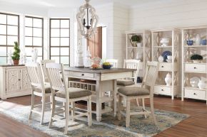 Ashley Furniture D647/32/124(6)/60/76(3) Ashley Furniture D647/32/124(6)/60/76(3) Bolanburg - 11 Pc. - Counter Table, 6 Barstools, Server, 3 Cabinets - Beige