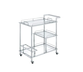 ACME 98215 Splinter - Serving Cart - Clear Glass & Chrome Finish