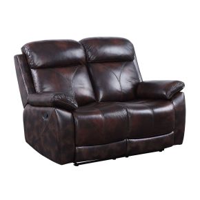 ACME LV00067 Perfiel - Loveseat - 2 Tone Dark Brown Top Grain Leather