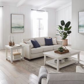 Liberty Furniture 142-OT-3PCS Backroads - 3 Piece Table Set (Rectangular Cocktail Table & 2 End Tables)- Weathered White & Parchment Brown