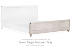 Signature Design by Ashley® B267-74 Willowton - Queen Sleigh Footboard with Faux Plank Design - Whitewash