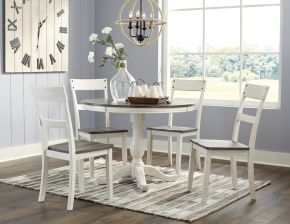 Signature Design by Ashley® D287/15T/15B/01(4) Nelling - White / Brown / Beige - 6 Pc. - Dining Room Table, 4 Side Chairs