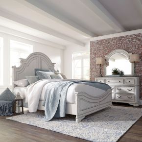 Liberty Furniture 244-BR-QPBDM Magnolia Manor - 3 Piece Bedroom Set (Queen Panel Bed, Dresser & Mirror) - White
