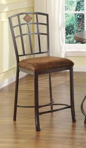 ACME 96062 Tavio - Counter Height Chair (Set of 2) - Fabric & Black With Gold Brush - Metal