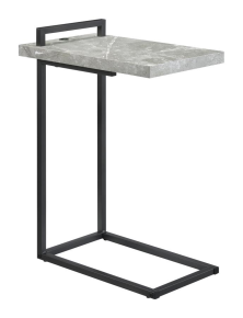 CoasterEveryday 931129 Maxwell - C-Shaped Side Table USB Charging - Gray Faux Marble