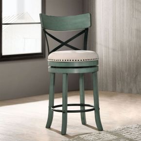 Furniture of America CM-BR1855GR-24-2PK Clarence - Swivel Counter Stool (Set of 2) - Antique Green
