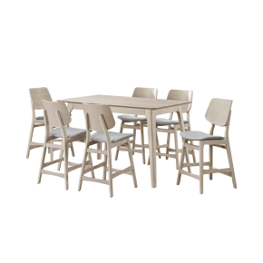 New Classic 45-1651W-C6CT Oscar - Counter Table & 6 Chairs - White Ash