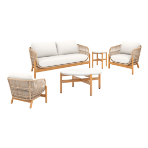 New Classic 60-823-5P Solstice - 5 Piece Set Loveseat & 2 Chairs & Coffee Table & End Table - Beige