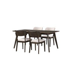 New Classic 40-1078-D4C Rex - Rectangle Dining Table & 4 Open Back Chairs - Dark Brown