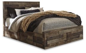 Benchcraft® B200B18 Derekson - Queen Panel Bed With 4 Storage Drawers - Multi Gray