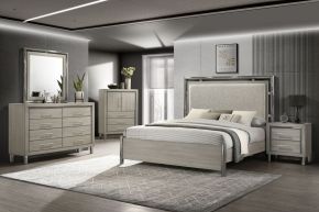 New Classic 00-B1248-35C Lennox - 5/0 Queen 5 Piece Bedroom Set (Bed, Dresser, Mirror, Chest, Nightstand) - Gray / Silver
