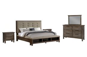 New Classic 00-594G-16N Cagney - 6/6 King 6 Piece Bedroom Set (Bed, Dresser, Mirror, Chest, 2 Nightstands) - Brown