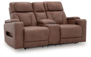 Signature Design by Ashley® PC5010118 Clean-Slate - Power Reclining Loveseat With Console / Adj Headrest - Caramel