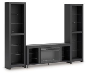 Ashley Furniture W2721W2 Cayberry - 3-Piece Entertainment Center With Electric Fireplace - Black