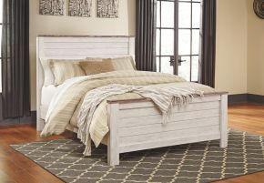 Signature Design by Ashley® B267/57/54/98 Willowton - Queen Panel Bed - Whitewash