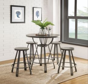ACME 71885 Davin - Counter Height Set - Gray Oak & Gunmetal