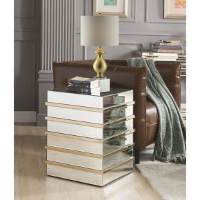 ACME 80332 Osma - End Table - Mirrored & Gold